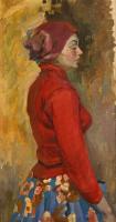 Жіночий портрет в червоній кофті